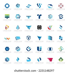 Logo icon design elements set. Abstract idea for business company. Finance, communication, technology, science and medical concept. Corporate identity template. Vector logotypes.