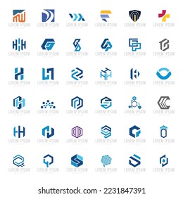 Logo icon design elements set. Abstract idea for business company. Finance, communication, technology, science and medical concept. Pictogram for corporate identity template. Vector logotypes.