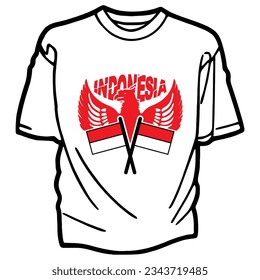 logo icon design flag indonesia birthday garuda monogram simple background t-shirt style design trendy clothing graffiti artwork. Printable design for other t-shirts, t-shirts, scarves, hats