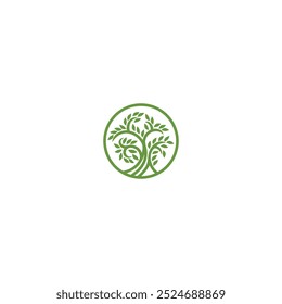Icono de logotipo Diseño Green Tree Leaf Illusion Technology