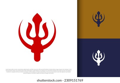 Logo or icon design illustration of God Poseidon's Trident. Simple Company Logo Design and business card suitable for company, branding and business. Premium logos