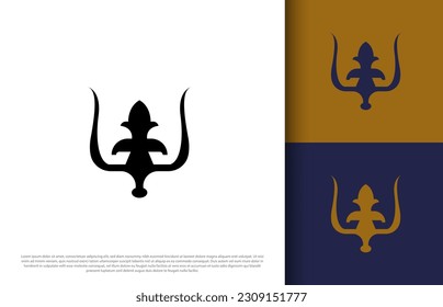 Logo or icon design illustration of God Poseidon's Trident. Simple Company Logo Design and business card suitable for company, branding and business. Premium logos