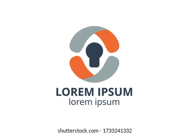logo icon design of key silhouette template in creative shape isolate vector illustration use for any modern data security service, on website or application.