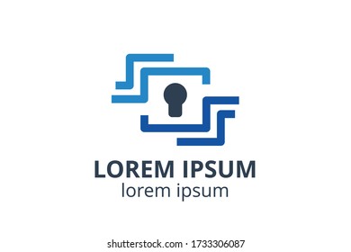 diseño de icono de logotipo de la plantilla de silueta clave en la ilustración de vector de aislamiento de forma creativa utilizada para cualquier servicio de seguridad de datos moderno, en sitio web o aplicación.