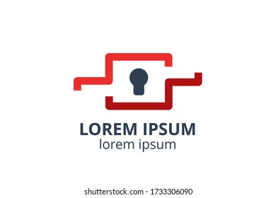 diseño de icono de logotipo de la plantilla de silueta clave en la ilustración de vector de aislamiento de forma creativa utilizada para cualquier servicio de seguridad de datos moderno, en sitio web o aplicación.