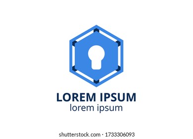 logo icon design of key silhouette template in creative shape isolate vector illustration use for any modern data security service, on website or application.