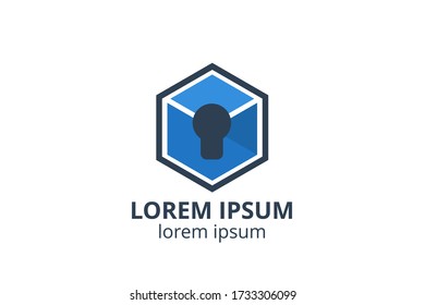 logo icon design of key silhouette template in creative shape isolate vector illustration use for any modern data security service, on website or application.