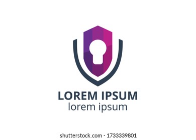 diseño de icono de logotipo de la plantilla de silueta clave en la ilustración de vector de aislamiento de forma creativa utilizada para cualquier servicio de seguridad de datos moderno, en sitio web o aplicación.
