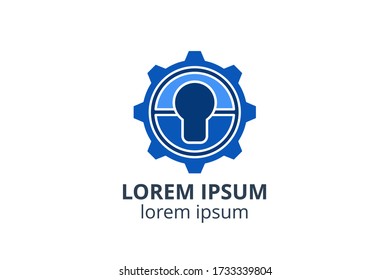 logo icon design of key silhouette template in creative shape isolate vector illustration use for any modern data security service, on website or application.