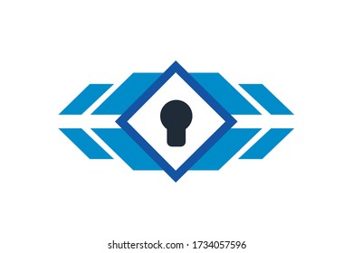 logo icon design of key silhouette template in creative shape isolate vector illustration use for any modern data security service, on website or application.