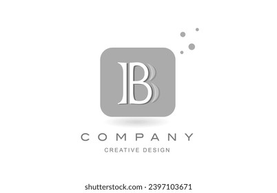 Diseño de icono de logotipo de la ilustración vectorial de letra B. Plantilla creativa para empresa o negocio con puntos cuadrados y color blanco negro gris