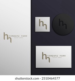 logo icono diseño letra H y M forma moderna combinación creativa escalera simple elegante eps 10