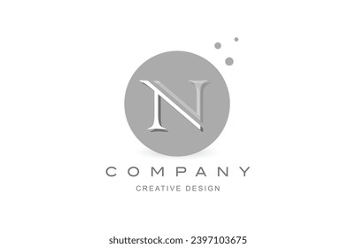 Diseño de icono de logotipo de la ilustración vectorial de la letra N. Plantilla creativa para empresa o negocio con puntos cuadrados y color blanco negro gris