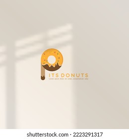logo icon design letter P sweet donut simple brown orange color for bakery doughnut eps 10