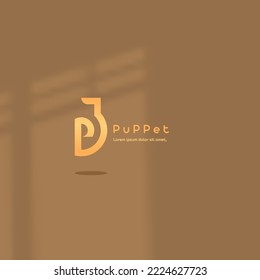 logo icon design letter P shape puppet color brown luxurious elegant simple for eps 
