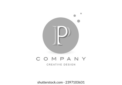 Diseño de icono de logotipo de la ilustración vectorial de la letra P. Plantilla creativa para empresa o negocio con puntos cuadrados y color blanco negro gris