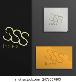 Logo Icon Design Letter SSS Company Creative Modern Luxury With Mock Up Rose Gold Simple Elegant Attractive EPS 10
