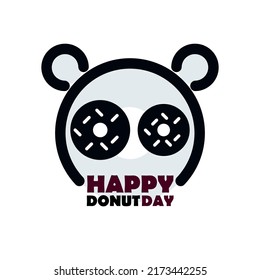 logo or icon design panda illustration for Happy donut day