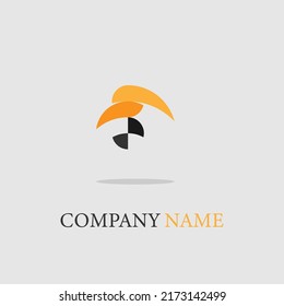 Logo-Icon-Design einfache elegante Faltpapier Form orange schwarze Farbe, trendige Vogelform Luxus-Vektorgrafik EPS10