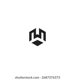 logo icono diseño cuadrado M Vector ilusión
