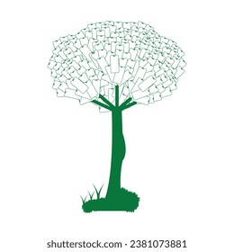 Logo- oder Symboldesign-Vorlage mit Handysymbolen.  Ein Baum, der mit Blättern wächst wie Mobiltelefone