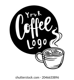 Logo icon for design web social media, cafe decorations, printing menus, posters, t-shirts, cards, stickers. Vector illustration on a white isolated background in black and white.
