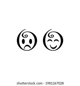 Logo icon of different facial expressions angry and smiling