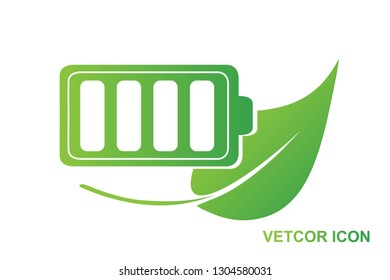 Logo icon with eco-friendly battery concept, for technology business, Eco energy battery icon. vector illustration