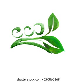 logo icon ecology leaves drawing watercolor paints