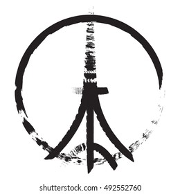 Logo icon of Eiffel tower illustration. Fashion print, greeting card, poster, memorial design. Vector design.