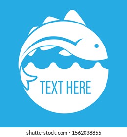 Logo icon fish jumping with waves