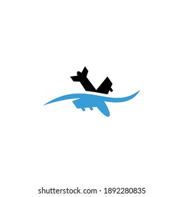 logo icon flat airplane crashing into the sea