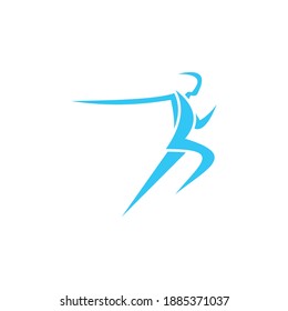 logo icon flat man running fast