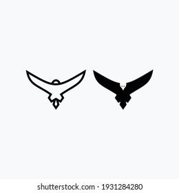 icono de logotipo plana dos plumas de águila negra