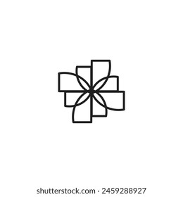 Logo or icon flower stroke line with blank background