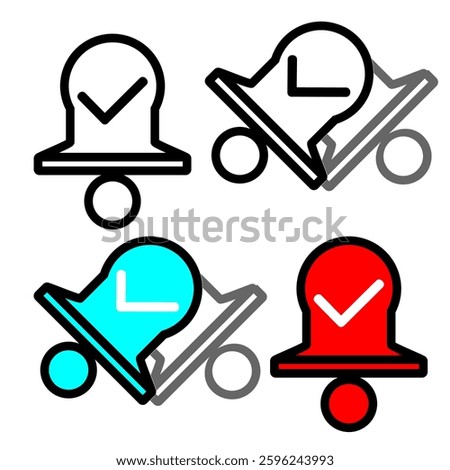 A logo or icon in the form of a tick notification bell that can be changed in color, with two styles, namely moving and not moving.