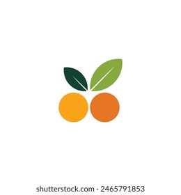 Logotipo o icono de fruta con hoja y fondo en blanco