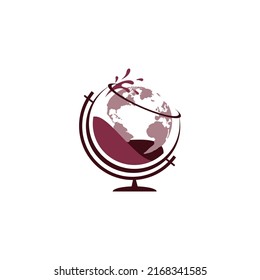 Logo Icon Glass Wine World Vector