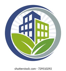 logo icon with green city concept