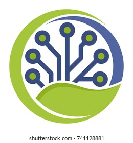 logo icon for green technology business, environmentally friendly