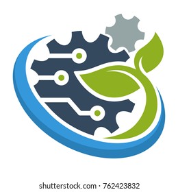 logo icon for green technology business, environmentally friendly