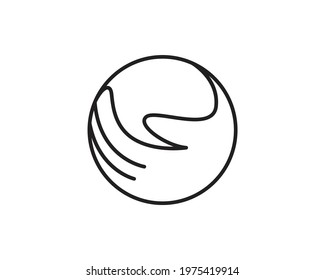 Logo icon hand shaped circle outline