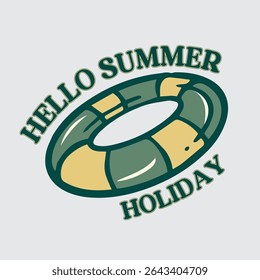 logo icon hello summer holiday illustration isolated vector flayer berries swimming balloon green color