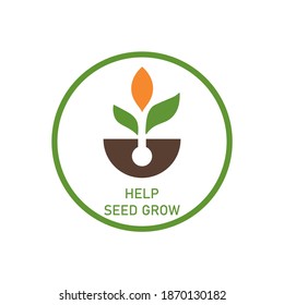 Logo, An Icon To Help Grow Seeds, Three Young Leaves With A Nursery