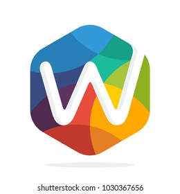 logo icon hexagon shape with colorful concept with a combination of initial letter W