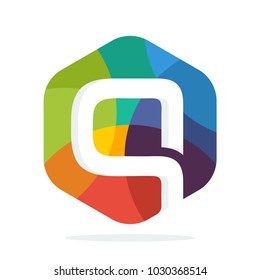 logo icon hexagon shape with colorful concept with a combination of initial letter Q