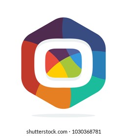 logo icon hexagon shape with colorful concept with a combination of initial letter O
