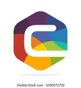 logo icon hexagon shape with colorful concept with a combination of initial letter C