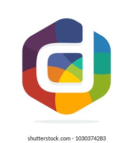 logo icon hexagon shape with colorful concept with a combination of initial letter D