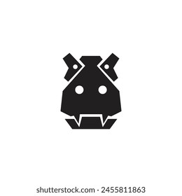 Logo or icon hippopotamus with predator style angry face.